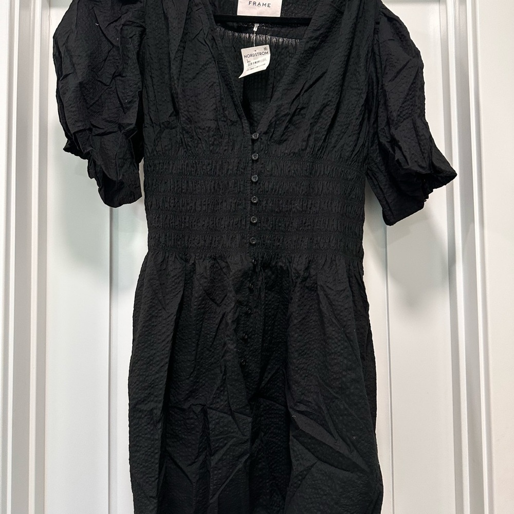 Frame Denim Textured Black Midi Dress-NEW WITH TAGS
